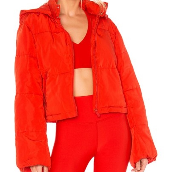 alo yoga red puffer jacket